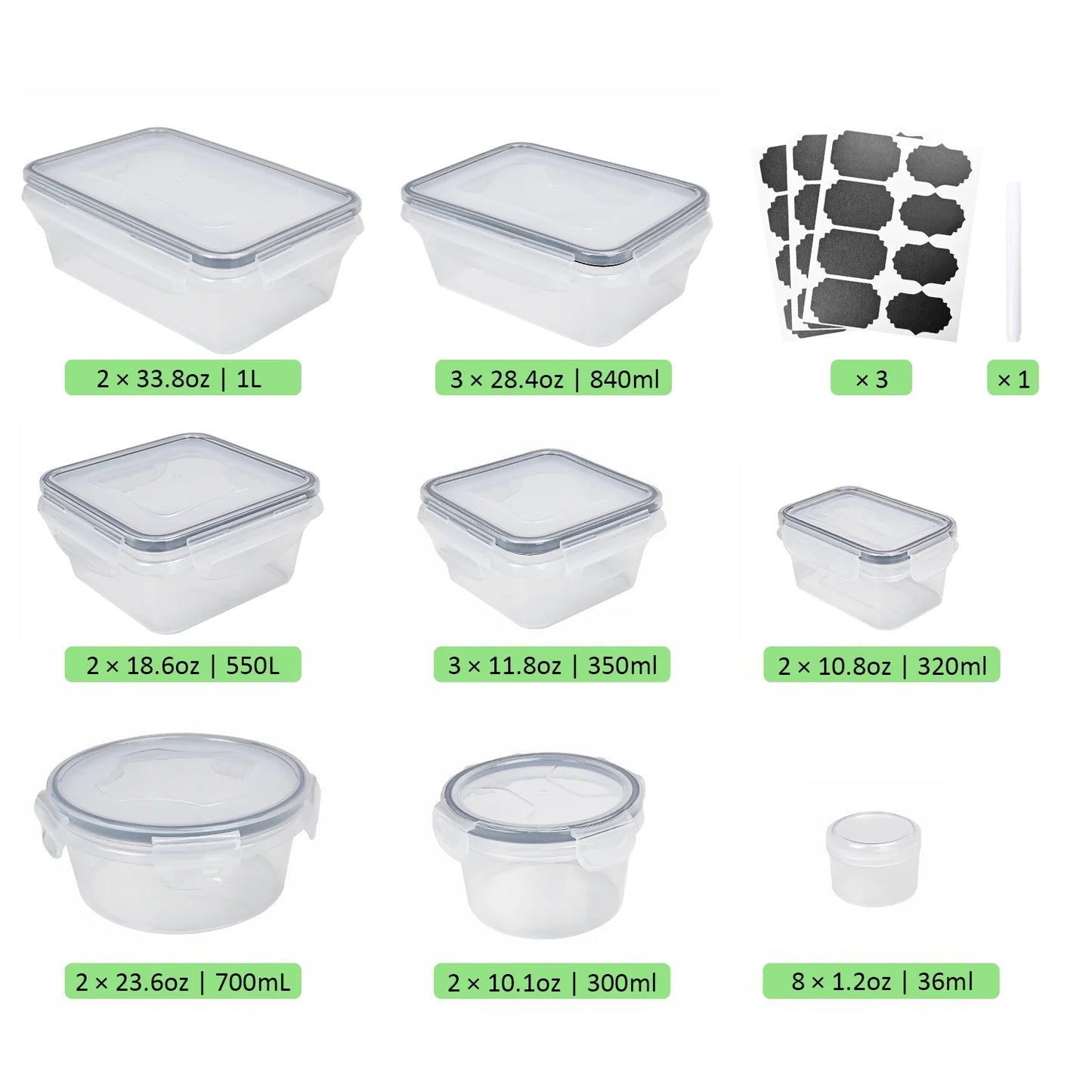 Food Storage Containers with Airtight Lids, 52 PCS Kitchen Storage Containers for Pantry Organizers and Storage, Bpa-Free Meal Prep Container with Labels & Marker