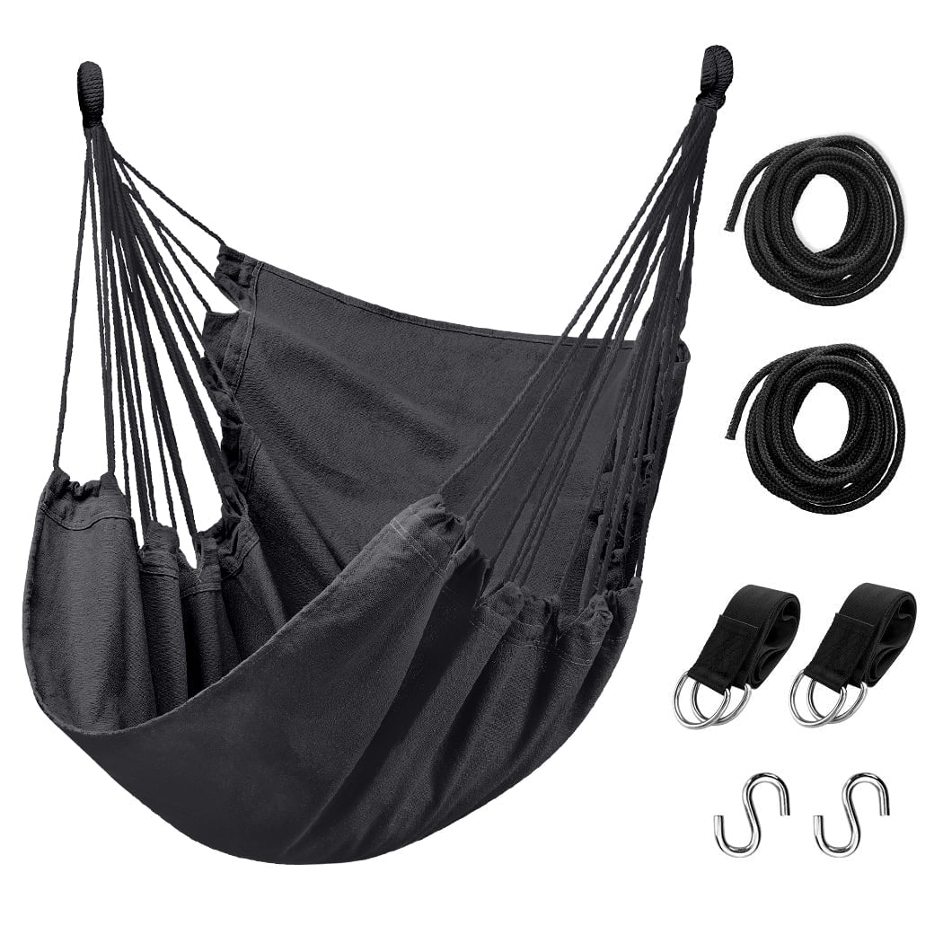 Hammock Chair Hammock Swing Chair Hanging Swing, Max 300 Lbs Portable Hanging Hammock Chair with Pocket- Perfect for Outdoor, Home, Bedroom, Patio, Yard ,Balcony (Dark Gray)