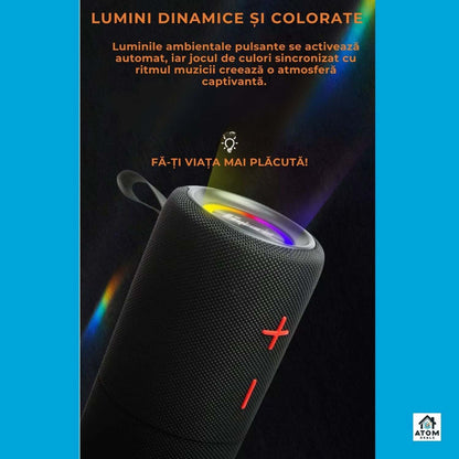 Boxa Bluetooth Portabila 40W (2x20W), Bass Puternic, IPX6 Waterproof, Autonomie 20h, TWS, LED RGB ATOM Deals