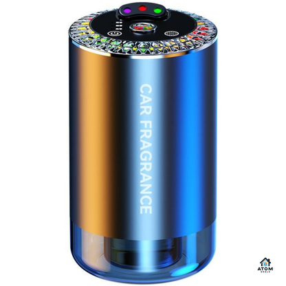 Odorizant auto ATOM Deals® smart cu difuzie nano, purificare aer, RGB muzical, parfum Cologne Ocean, aluminiu premium