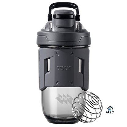 Shaker sport 700 ml ATOM DEALS®️, Tritan fără BPA, capac etanș, marcaje dozaj, gri/portocaliu ATOM Deals