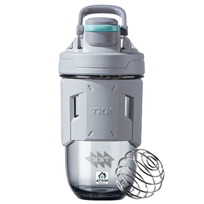 Shaker sport 700 ml – Tritan fără BPA, capac etanș, marcaje dozaj, gri/portocaliu