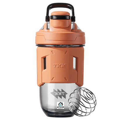 Shaker sport 700 ml – Tritan fără BPA, capac etanș, marcaje dozaj, gri/portocaliu