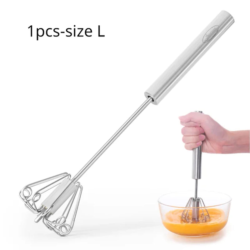 Semi-Automatic Mixer Egg Beater Stainless Steel Whisk Manual Mixer Self-Turning Egg Whisk Kitchen Accessories Egg Tools