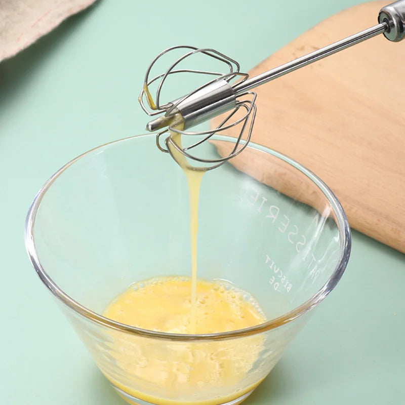 Semi-Automatic Mixer Egg Beater Stainless Steel Whisk Manual Mixer Self-Turning Egg Whisk Kitchen Accessories Egg Tools