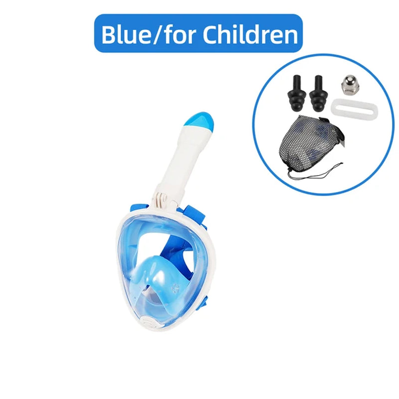 Full Face Snorkel Mask Snorkeling Swimming Diving Mask Wide View Anti-Fog Anti-Leak Safe Breathing System for Adult Kids Gift