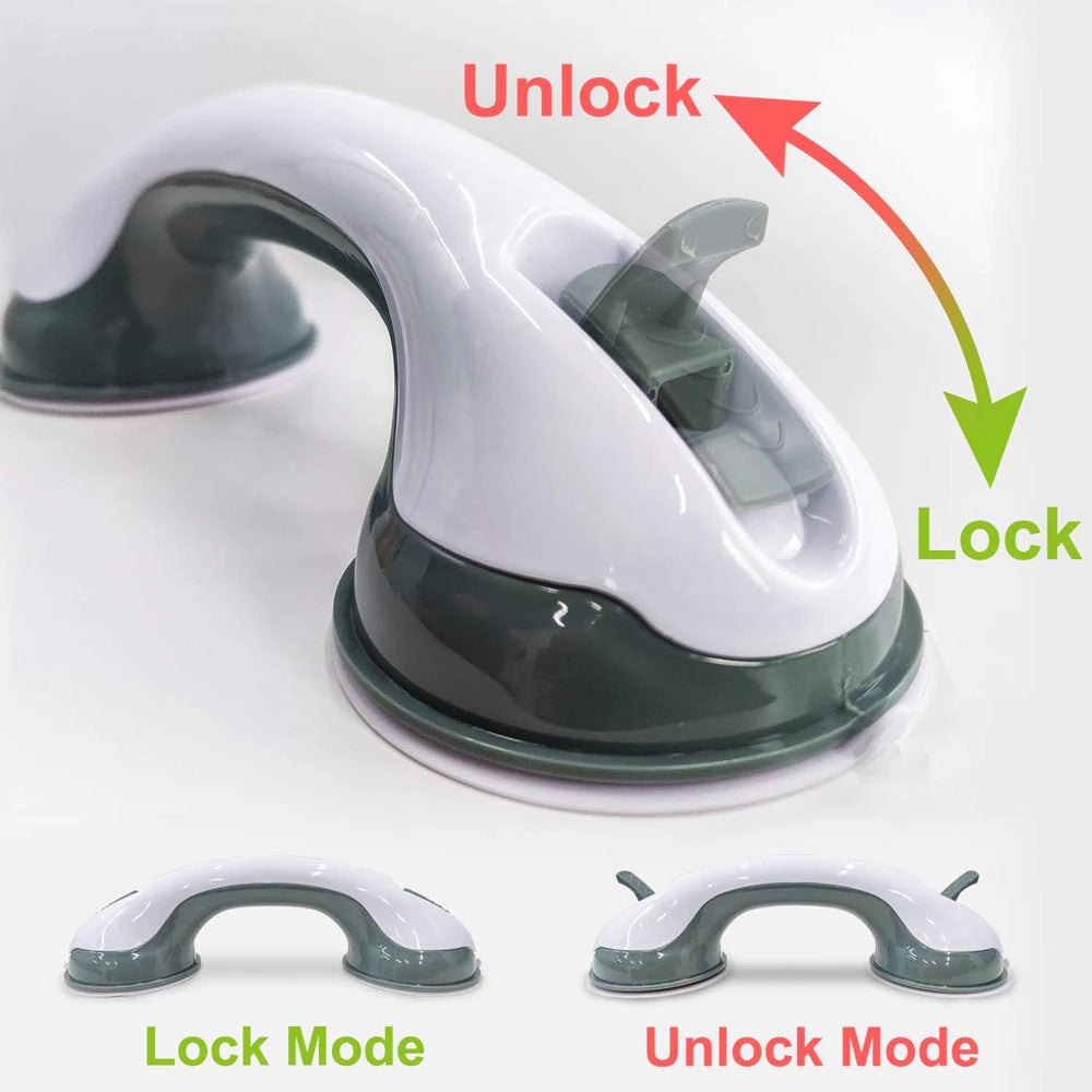  Non-slip bathroom grab handle for safety, with suction cup support