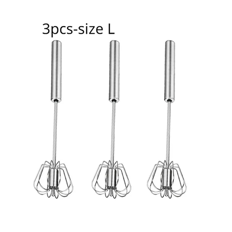 Semi-Automatic Mixer Egg Beater Stainless Steel Whisk Manual Mixer Self-Turning Egg Whisk Kitchen Accessories Egg Tools