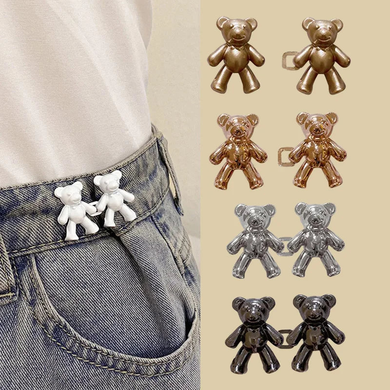 Women'S Bear Brooches Set Adjustable Tighten Waist Skirt Pants Pin Jeans Brooches for Women Waist Clip Clothing Accessories