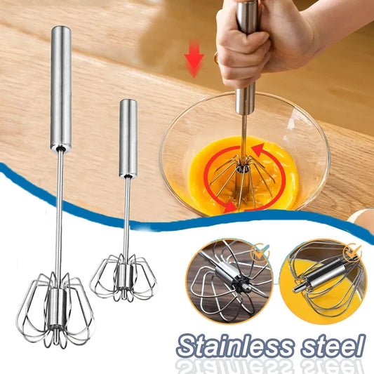 Semi-Automatic Stainless Steel Egg Beater: Efficient Manual Whisk Tool 🥚🍳