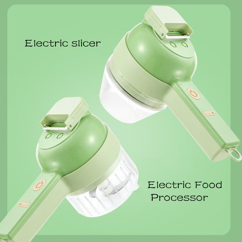 Wireless 4-in-1 Electric Vegetable Cutter Set: Chop, grind, peel, slice!