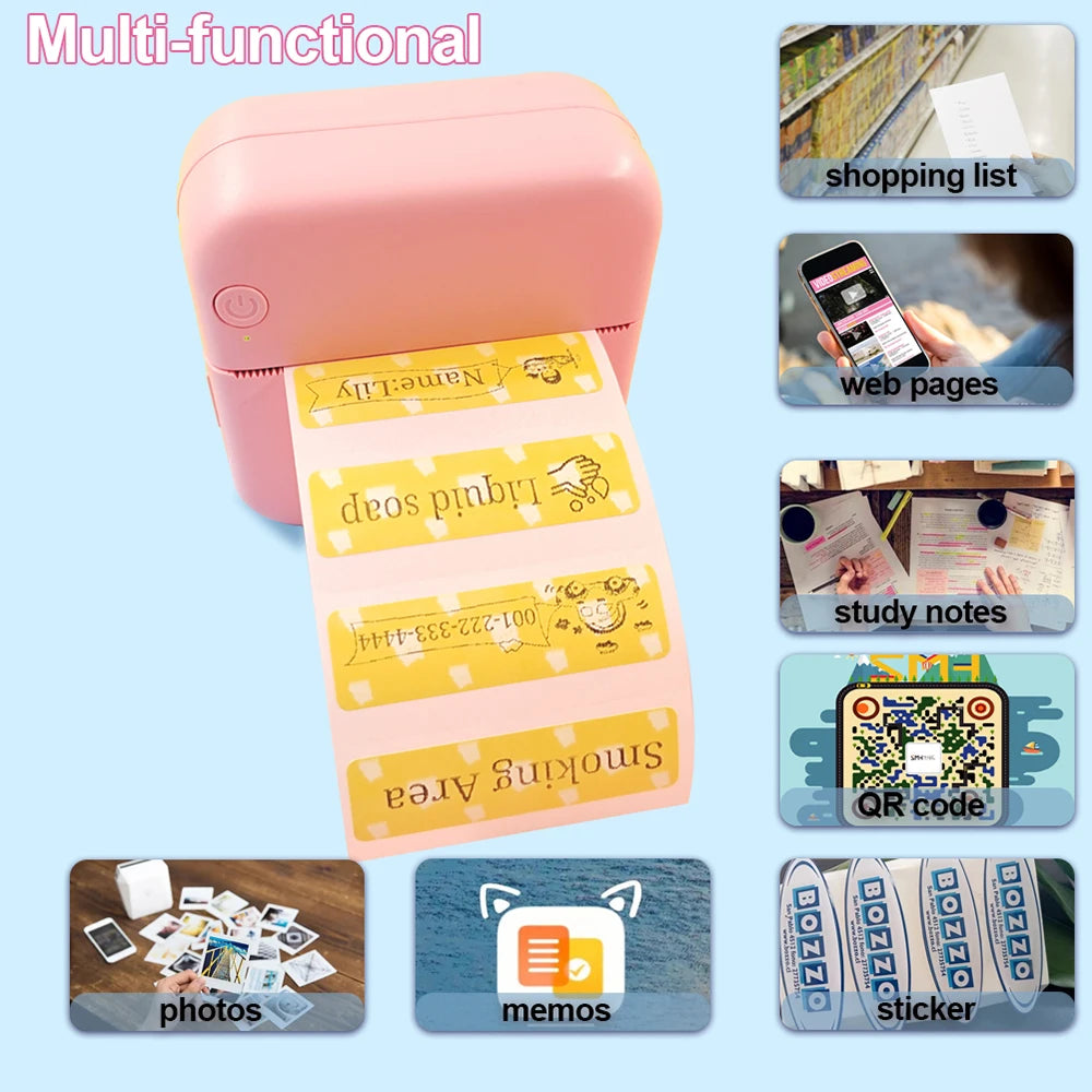 Wireless BT Mini Printer: Portable, 203DPI, Photo Label Memo Printing