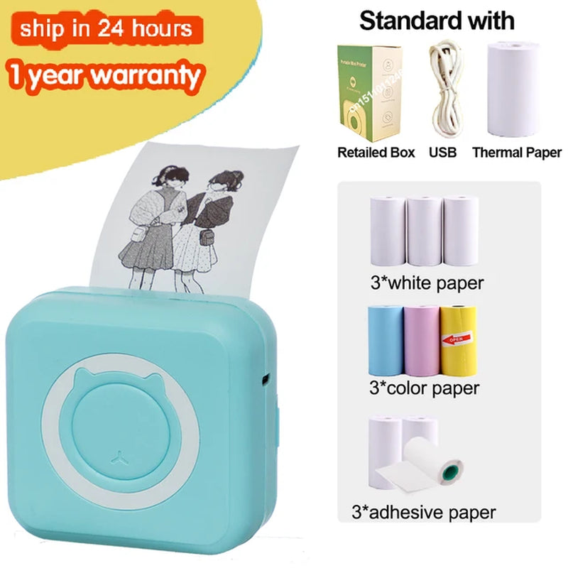 Wireless BT Mini Printer: Portable, 203DPI, Photo Label Memo Printing