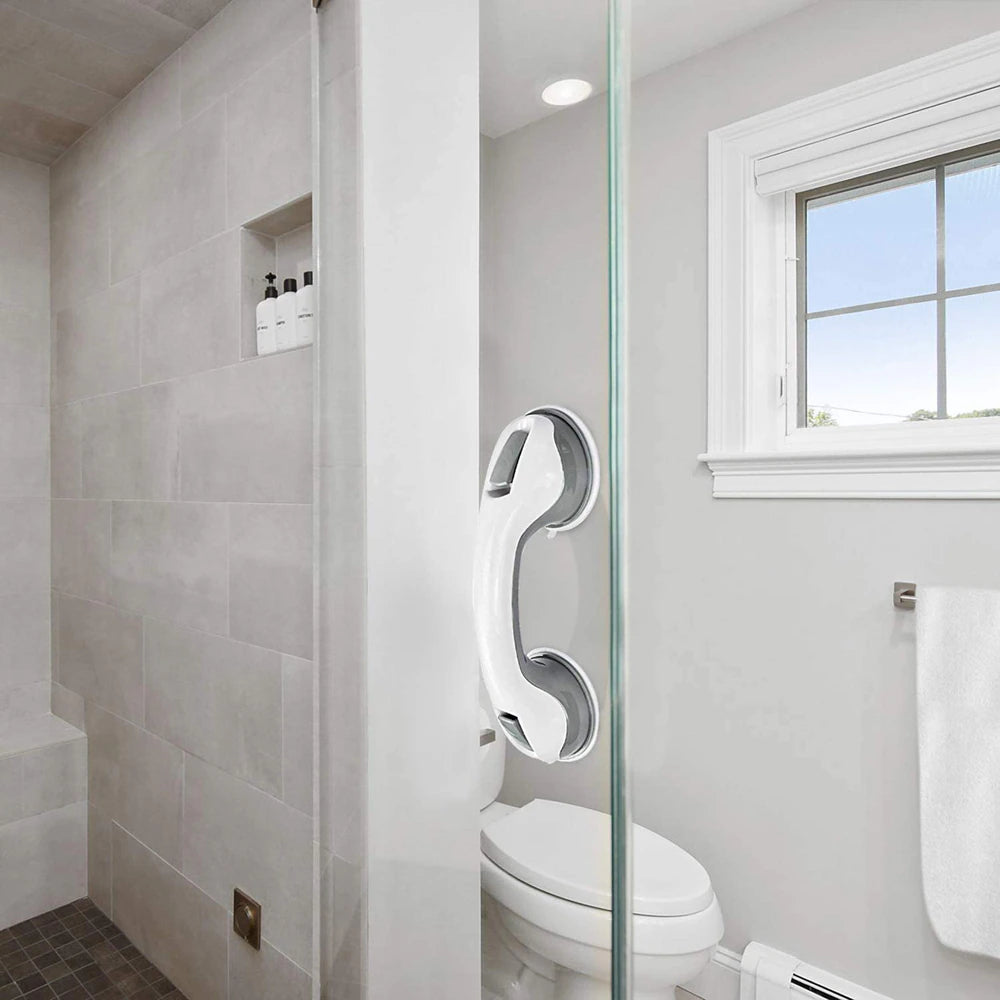  Non-slip bathroom grab handle for safety, with suction cup support