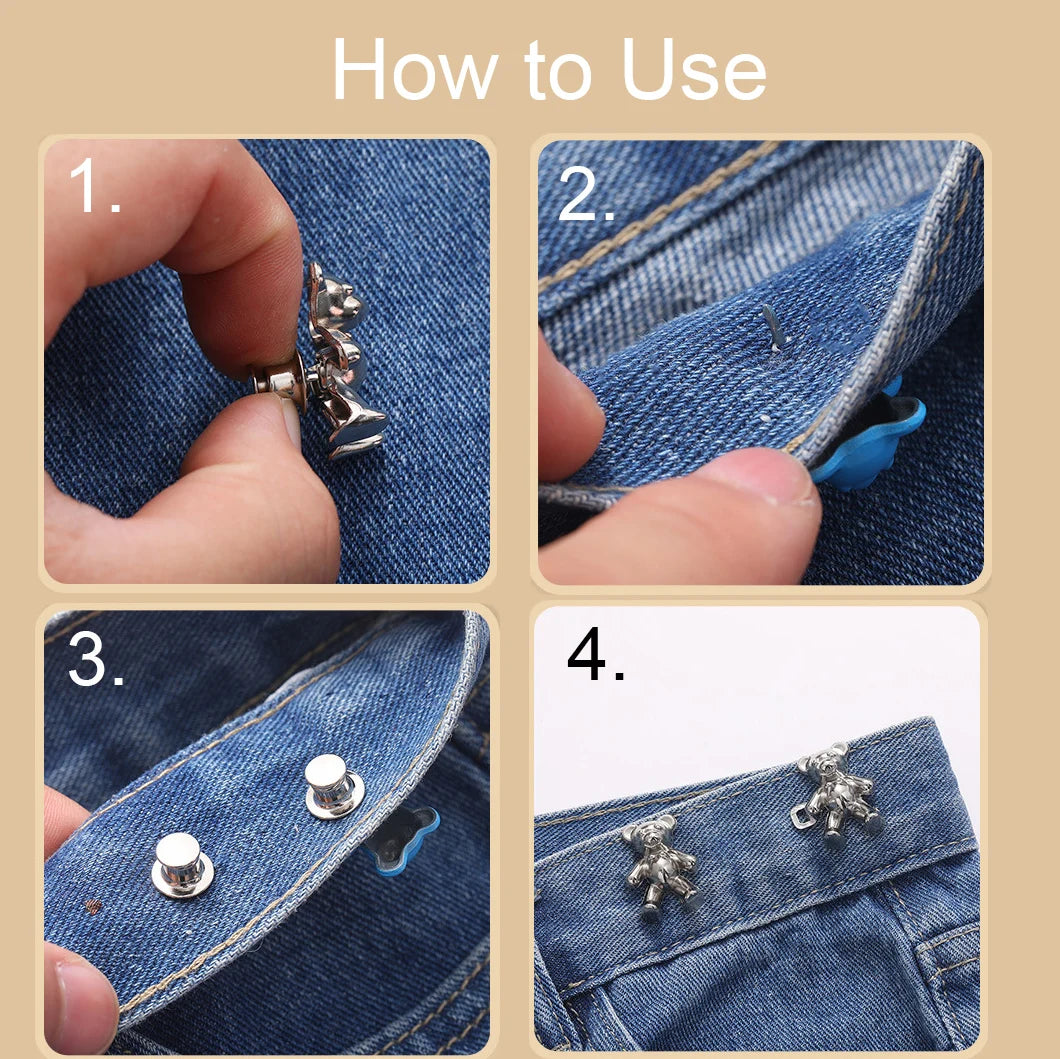 Women'S Bear Brooches Set Adjustable Tighten Waist Skirt Pants Pin Jeans Brooches for Women Waist Clip Clothing Accessories